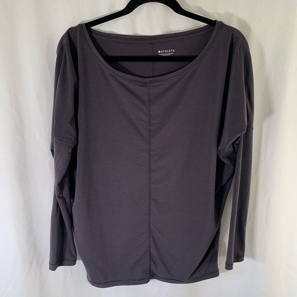 Ahtleta Blouse Women's XS Grey Long Sleeve Round Neck Pullover Lightweight